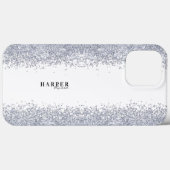 Eleganter Silver Glitzer Individuelle Name Case-Mate iPhone Hülle (Rückseite (Horizontal))