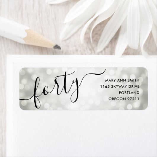 Eleganter Silver Glitzer Lights 40. Geburtstag (Insitu)