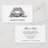 Eleganter Silver Glitzer Lips Makeup Artist Visitenkarte (Vorne/Hinten)