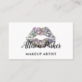 Eleganter Silver Glitzer Lips Makeup Artist Visitenkarte