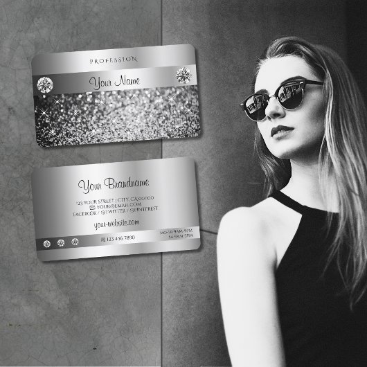 Eleganter Silver Glitzer mit Sparkle Jewels Qualit Visitenkarte