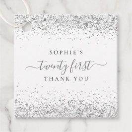 Eleganter Silver Glitzer Name 21. Vielen Dank Geschenkanhänger