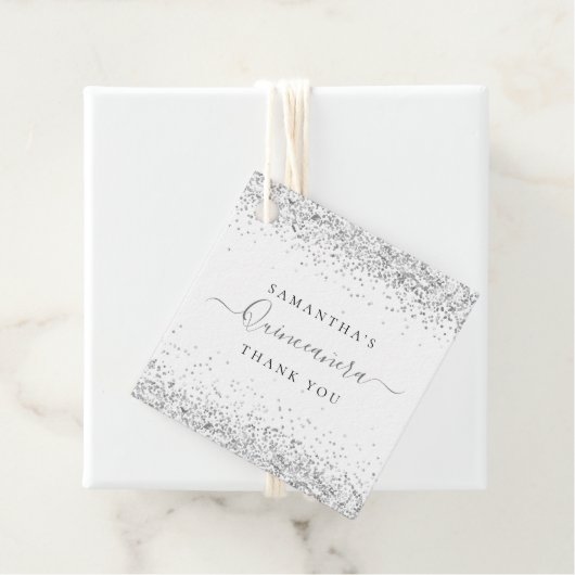 Eleganter Silver Glitzer Name Quinceañera Vielen D Geschenkanhänger (Beispiel)