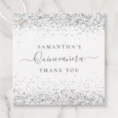 Eleganter Silver Glitzer Name Quinceañera Vielen D Geschenkanhänger (Vorderseite)