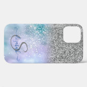 Eleganter Silver Glitzer Ombre, Diamonds Monogram Case-Mate iPhone Hülle (Rückseite (Horizontal))