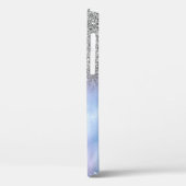 Eleganter Silver Glitzer Ombre, Diamonds Monogram Case-Mate iPhone Hülle (Rückseite / Links)