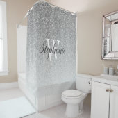 Eleganter Silver Glitzer Ombre Monogram Duschvorhang (Beispiel)