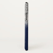 Eleganter Silver Glitzer Ombre, Navy Blue Monogram Case-Mate iPhone Hülle (Hinten/Rechts)