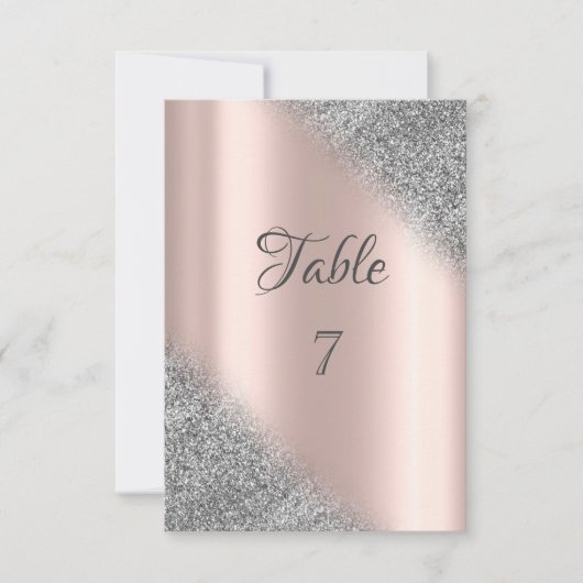 Eleganter Silver Glitzer Ombre Rose Gold Table Einladung (Vorderseite)