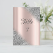 Eleganter Silver Glitzer Ombre Rose Gold Table Einladung (Stehend Vorderseite)