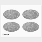 Eleganter Silver Glitzer Ovaler Aufkleber (Blatt)