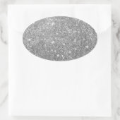 Eleganter Silver Glitzer Ovaler Aufkleber (Tasche)