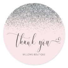 Eleganter Silver Glitzer Pink Danke