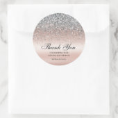 Eleganter Silver Glitzer Pink Wedding Runder Aufkleber (Tasche)