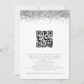 Eleganter Silver Glitzer QR Code Einladung Hochzei (Rückseite)