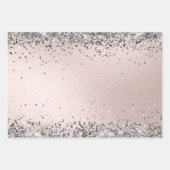 Eleganter Silver Glitzer Rosa Imitate Foil Geschenkpapier Set (Vorderseite 2)