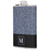 Eleganter Silver Glitzer Simulated Monogram Gift M Flachmann (Links)