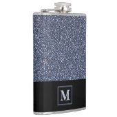 Eleganter Silver Glitzer Simulated Monogram Gift M Flachmann (Rechts)