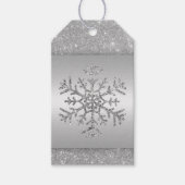 Eleganter Silver Glitzer Snowflake Geschenkanhänger (Vorderseite)
