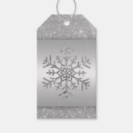 Eleganter Silver Glitzer Snowflake Geschenkanhänger
