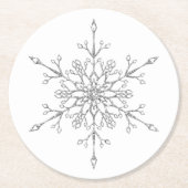 Eleganter Silver Glitzer Snowflake Weihnachten Runder Pappuntersetzer (Vorderseite)
