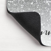 Eleganter Silver Glitzer Sparkle Ihr Name Mousepad (Ecke)