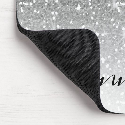 Eleganter Silver Glitzer Sparkle Ihr Name Mousepad (Ecke)