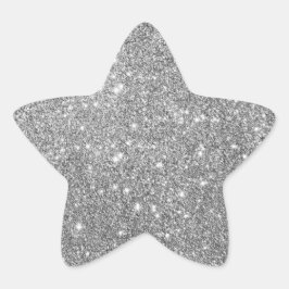Eleganter Silver Glitzer Star Sticker