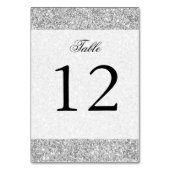 Eleganter Silver Glitzer Tischnummer (Vorderseite)