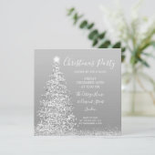 Eleganter Silver Glitzer Tree Weihnachtsfest Party Einladung (Stehend Vorderseite)
