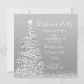 Eleganter Silver Glitzer Tree Weihnachtsfest Party Einladung (Vorderseite)