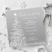 Eleganter Silver Glitzer Tree Weihnachtsfest Party Einladung