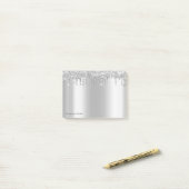 Eleganter Silver Glitzer Tropfen Post-it Klebezettel (Auf Schreibtisch)