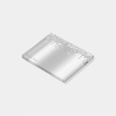 Eleganter Silver Glitzer Tropfen Post-it Klebezettel (angewinkelt)