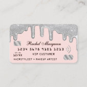 Eleganter Silver Glitzer Tropfen Rosa Credit Visitenkarte (Vorderseite)
