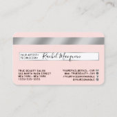 Eleganter Silver Glitzer Tropfen Rosa Credit Visitenkarte (Rückseite)