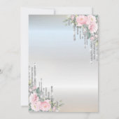 Eleganter Silver Glitzer Tropfen Rose 80. Geburtst Einladung (Rückseite)