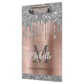 Eleganter Silver Glitzer Tropfen Rose Gold Mit Mon Klemmbrett (Links)