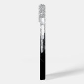 Eleganter Silver Glitzer Tropfen Schwarzer Glitzer Case-Mate iPhone Hülle (Rückseite / Links)