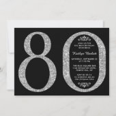 Eleganter Silver Glitzer Typografie 80. Einladung (Vorderseite)