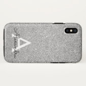 Eleganter Silver Glitzer und Sparkle Monogram Case-Mate iPhone Hülle (Rückseite (Horizontal))