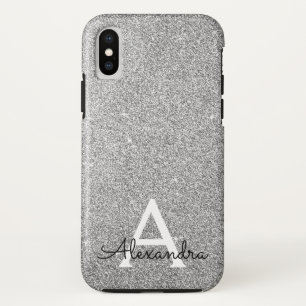 Eleganter Silver Glitzer und Sparkle Monogram Case-Mate iPhone Hülle