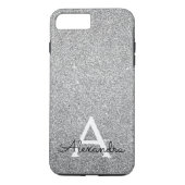 Eleganter Silver Glitzer und Sparkle Monogram Case-Mate iPhone Hülle (Rückseite)