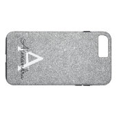 Eleganter Silver Glitzer und Sparkle Monogram Case-Mate iPhone Hülle (Rückseite (Horizontal))