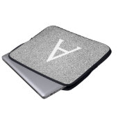 Eleganter Silver Glitzer und Sparkle Monogram Laptopschutzhülle (Vorne Knopf)