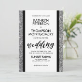 Eleganter Silver Glitzer Vintage Hochzeit Einladun Einladung (Stehend Vorderseite)