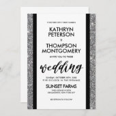 Eleganter Silver Glitzer Vintage Hochzeit Einladun Einladung (Vorne/Hinten)