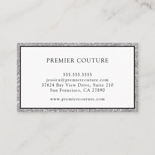 Eleganter Silver Glitzer Visitenkarte (Rückseite)