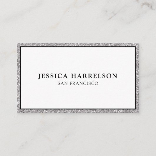 Eleganter Silver Glitzer Visitenkarte (Vorderseite)
