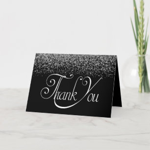 Eleganter Silver Glitzer Wedding Dankeschön Card Dankeskarte